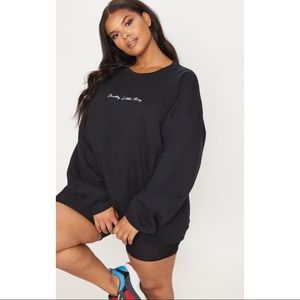 PRETTYLITTLETHING Plus Black Oversized Sweater